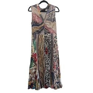 Geisha Designs Jacinta Pleated Multicolor Midi Dress Size 14
